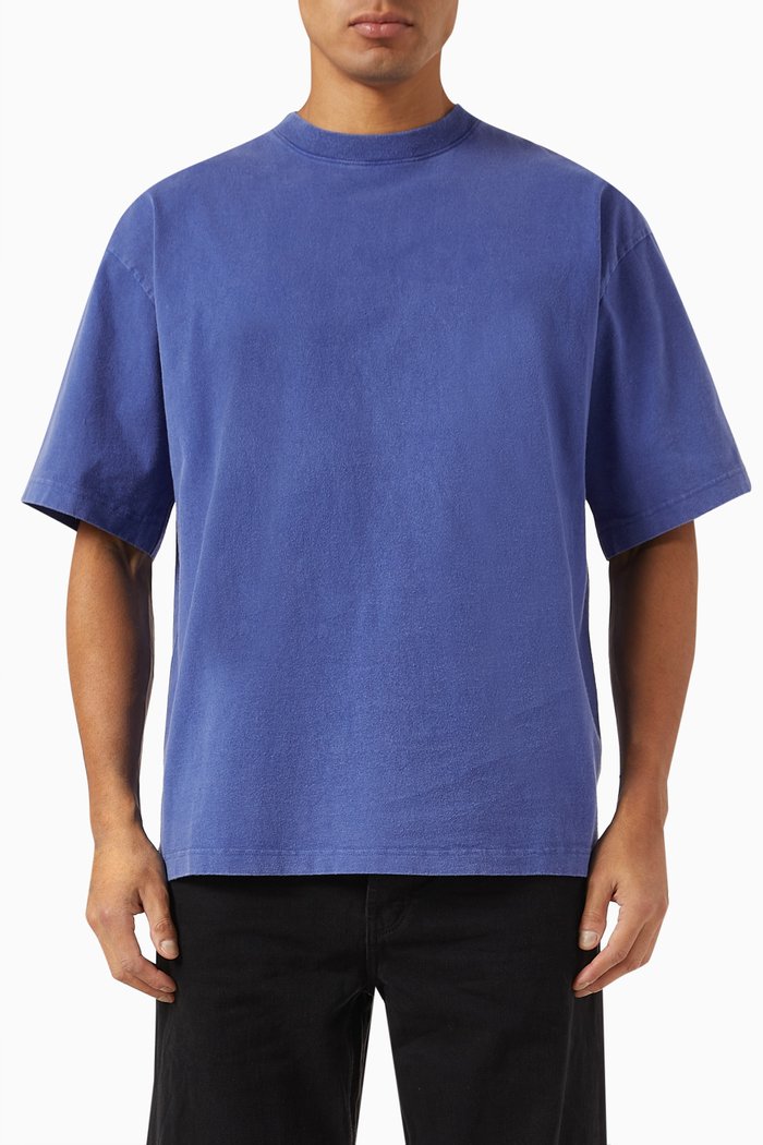 Typo Embroidered T-shirt in Organic Cotton-jersey, Blue