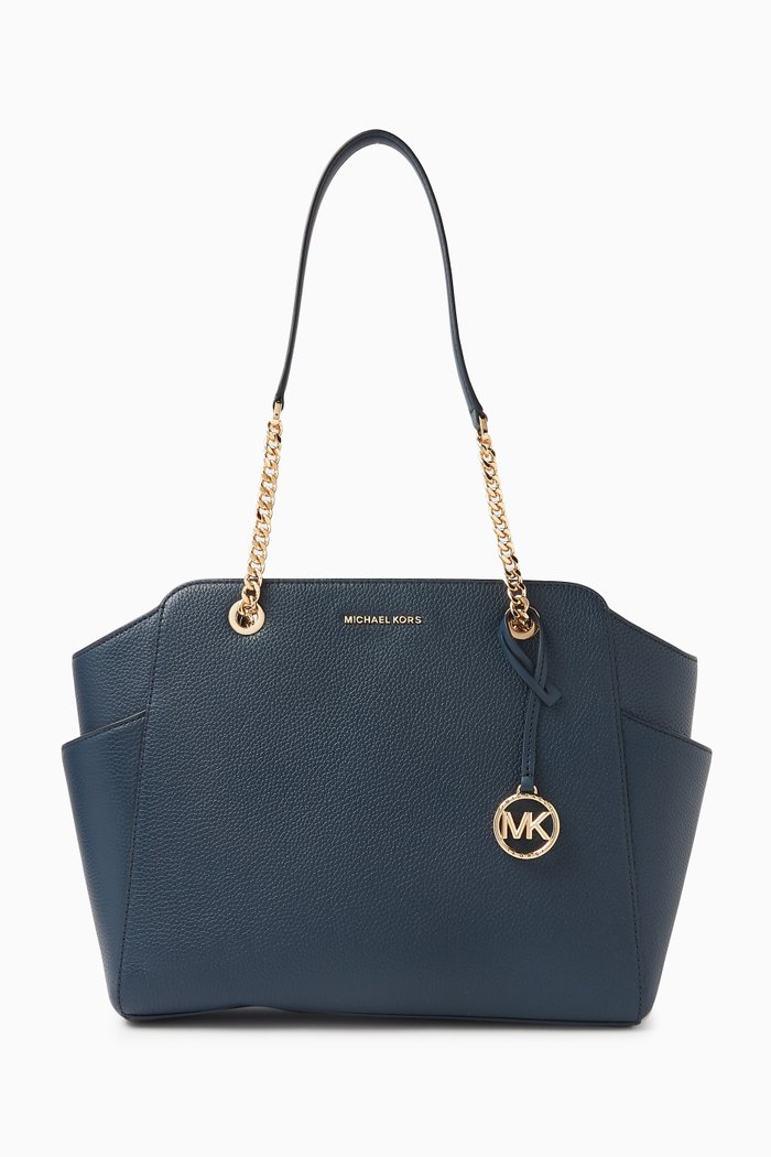 

Medium Jacquelyn Tote Bag in Pebbled Leather, Blue
