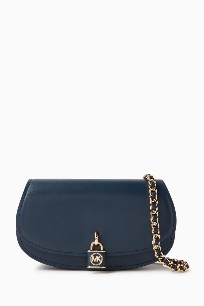 

Small Mila Shoulder Bag in Leather, Blue