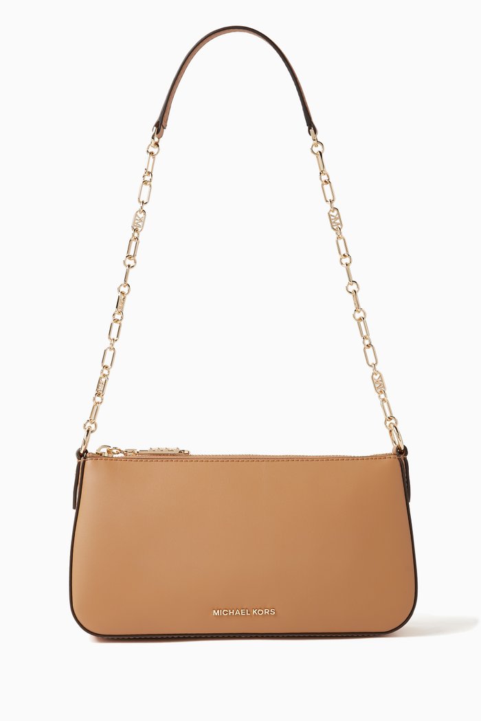 

Empire Chain Pouchette Shoulder Bag in Leather, Brown