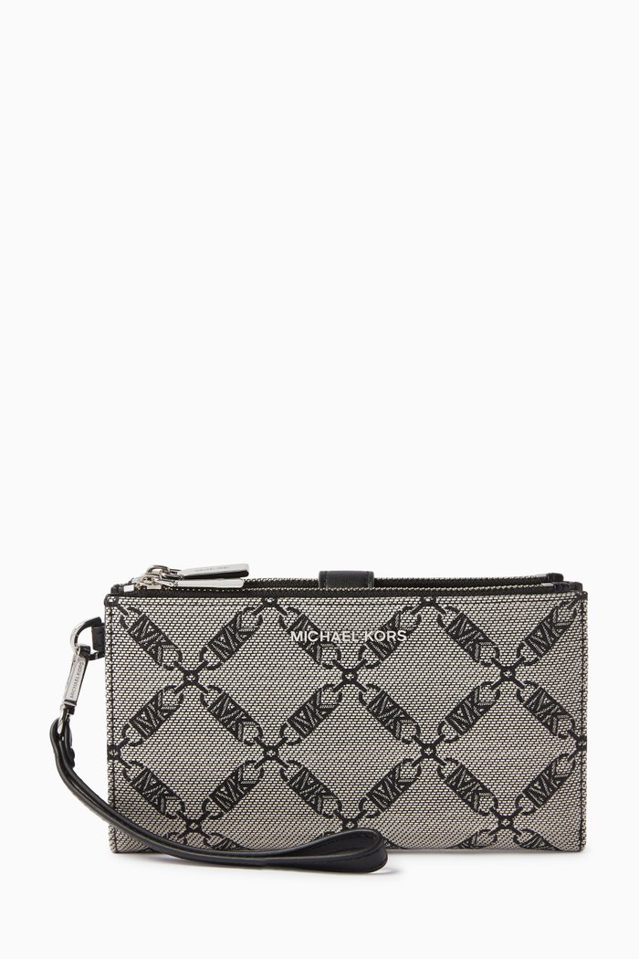 

Adele Smartphone Wallet in Jacquard & Faux Leather, Neutral