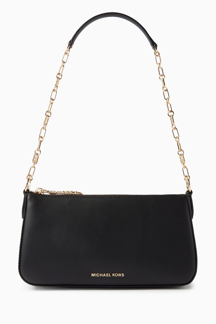 

Empire Chain Pouchette Shoulder Bag in Leather, Black