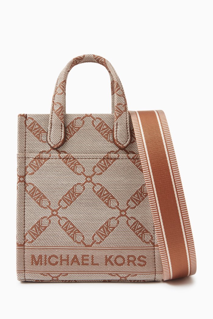 

XS Gigi Tote Bag in Empire Logo Jacquard, Neutral