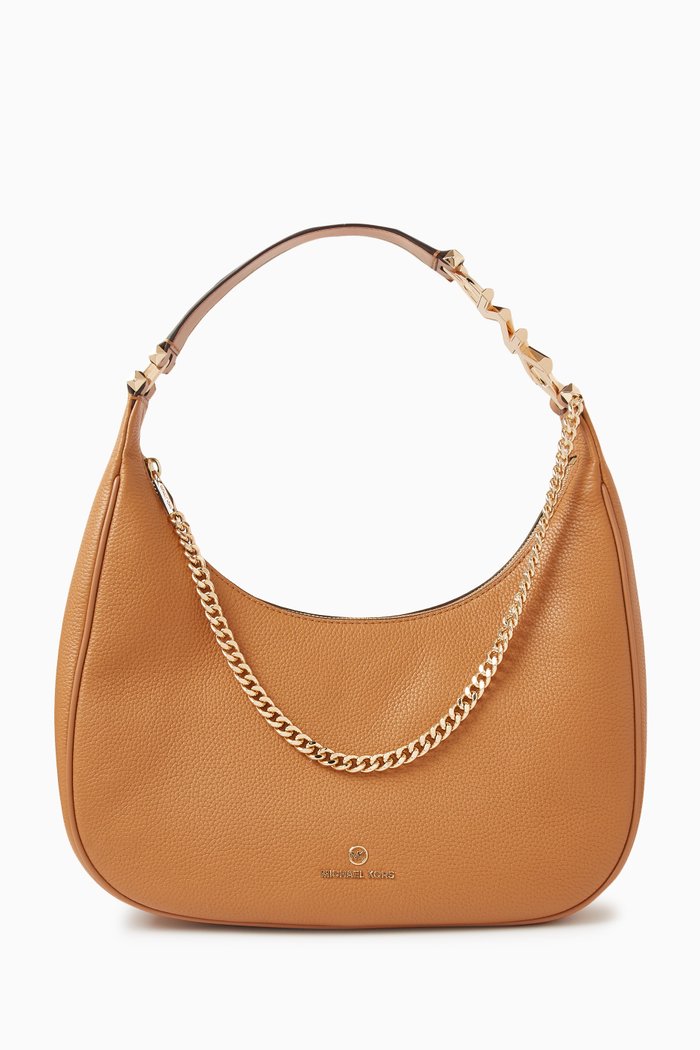 

Large Piper Hobo Shoulder Bag in Leather, Brown