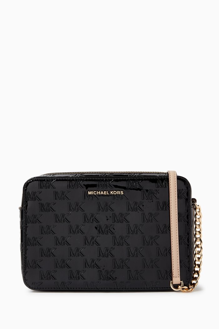 

Large Jet Set Crossbody Bag in Logo Canvas, Black