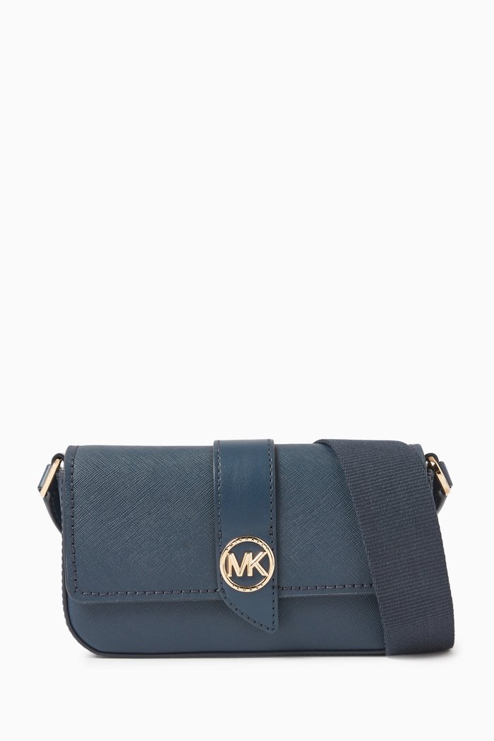 XS Greenwich Sling Crossbody Bag in Saffiano Leather, Blue
