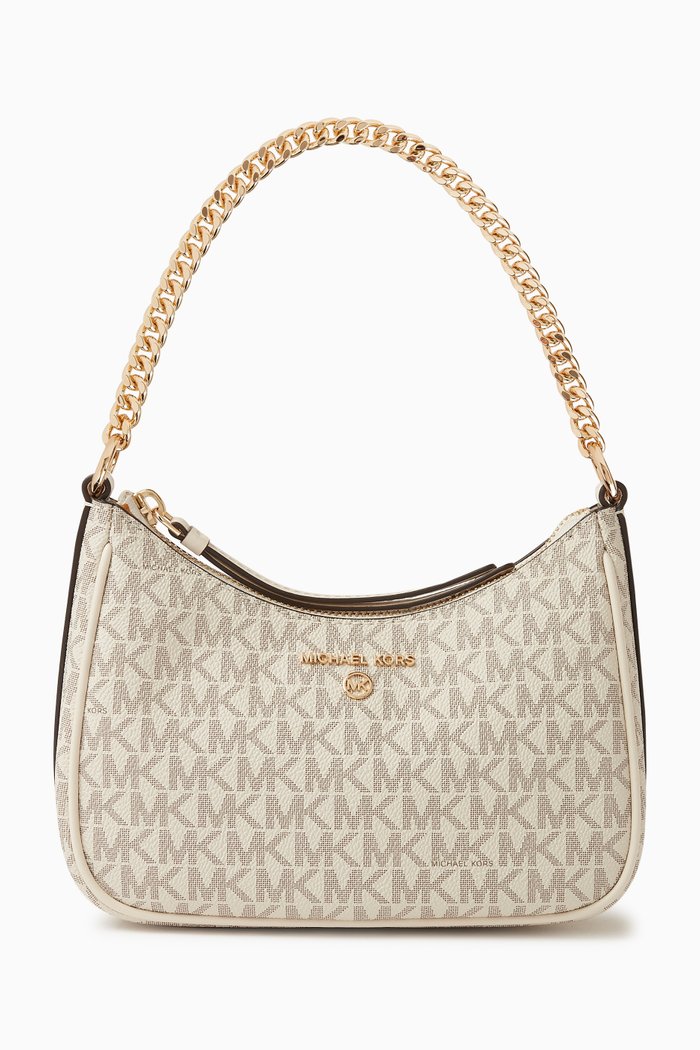 

Small Jet Set Charm Shoulder Bag in Signature Monogram Canvas, Neutral
