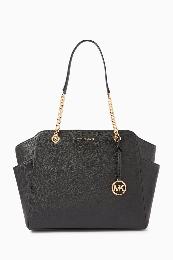 

Medium Jacquelyn Tote Bag in Pebbled Leather, Black