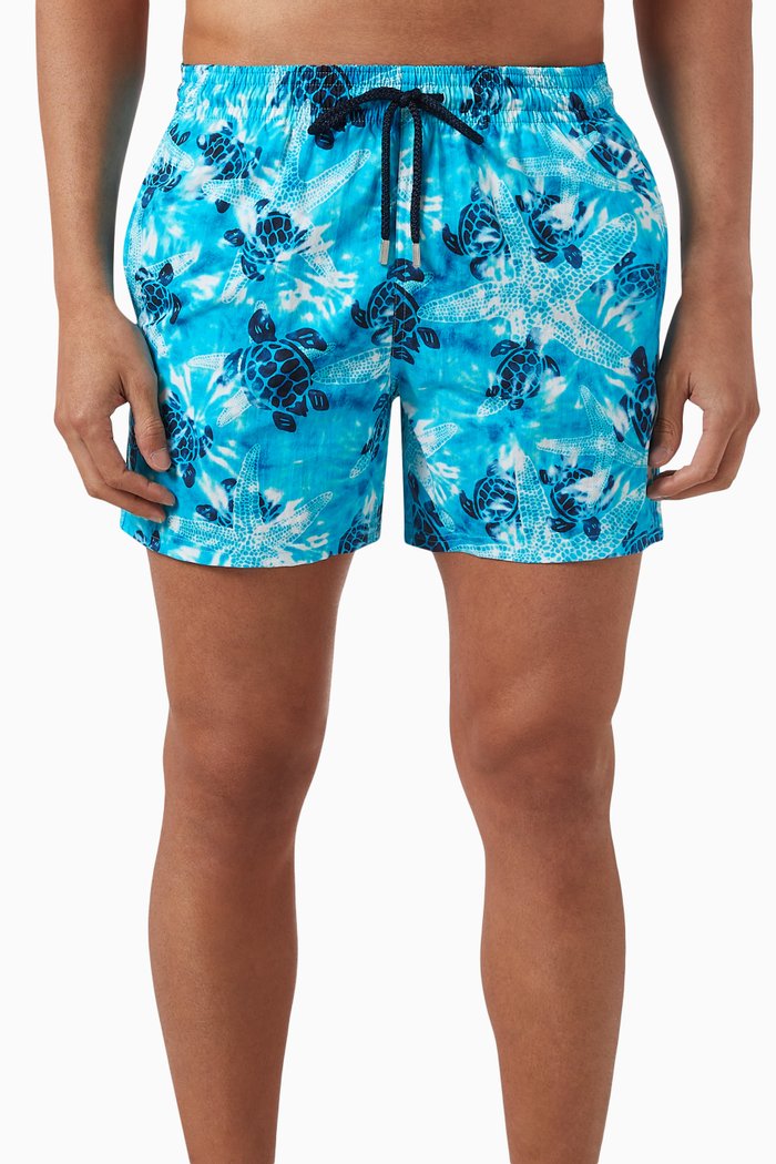 

Starlettes & Turtles Tie & Dye Swim Shorts in Recycled Polyamide, Blue