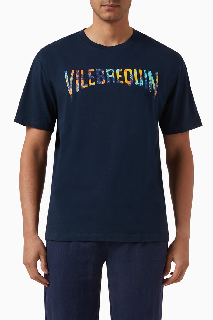 

Logo Poulpes Tie & Dye Oversized T-shirt in Organic Cotton, Blue