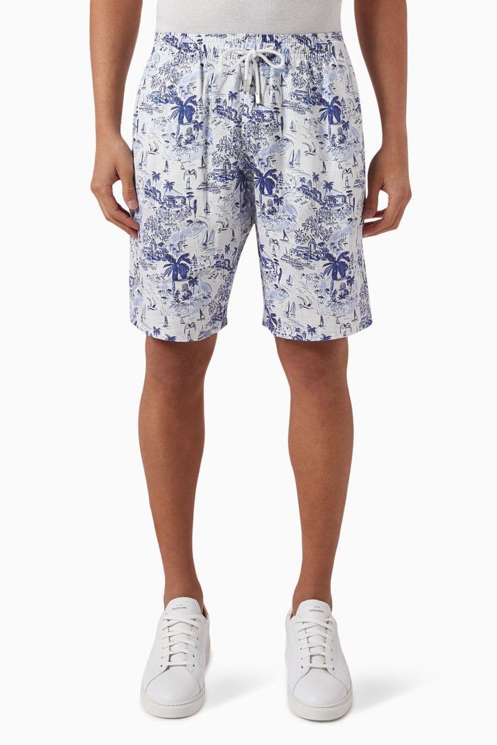 Riviera Bermuda Shorts in Linen, Multicolour
