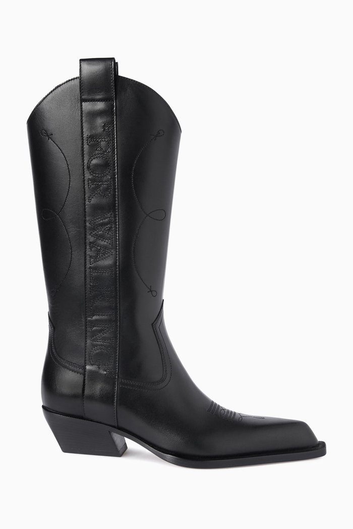 

"FOR WALKING" Texan Boots in Leather, Black