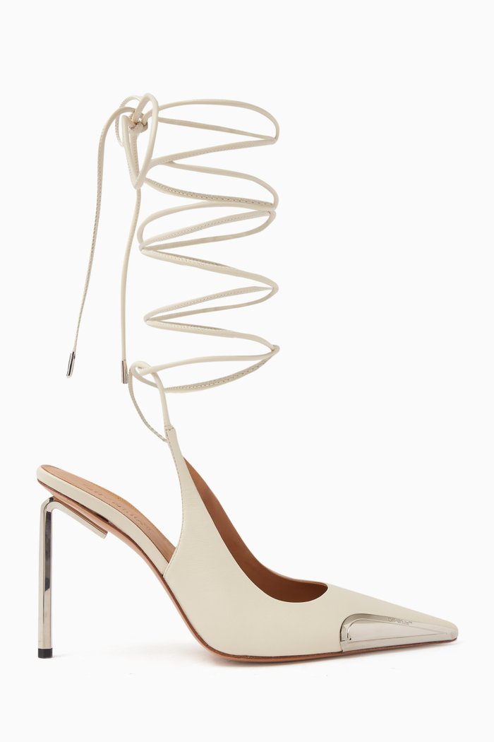 Lace-up Allen Pumps in Leather, Neutral