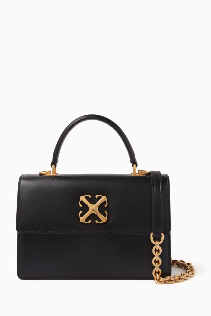 Jitney 1.4 Top Handle Bag in Calfskin Leather, Black