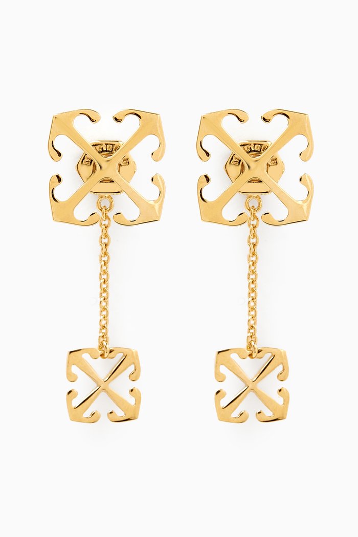 

Double Arrows Drop Earrings in Brass, Gold