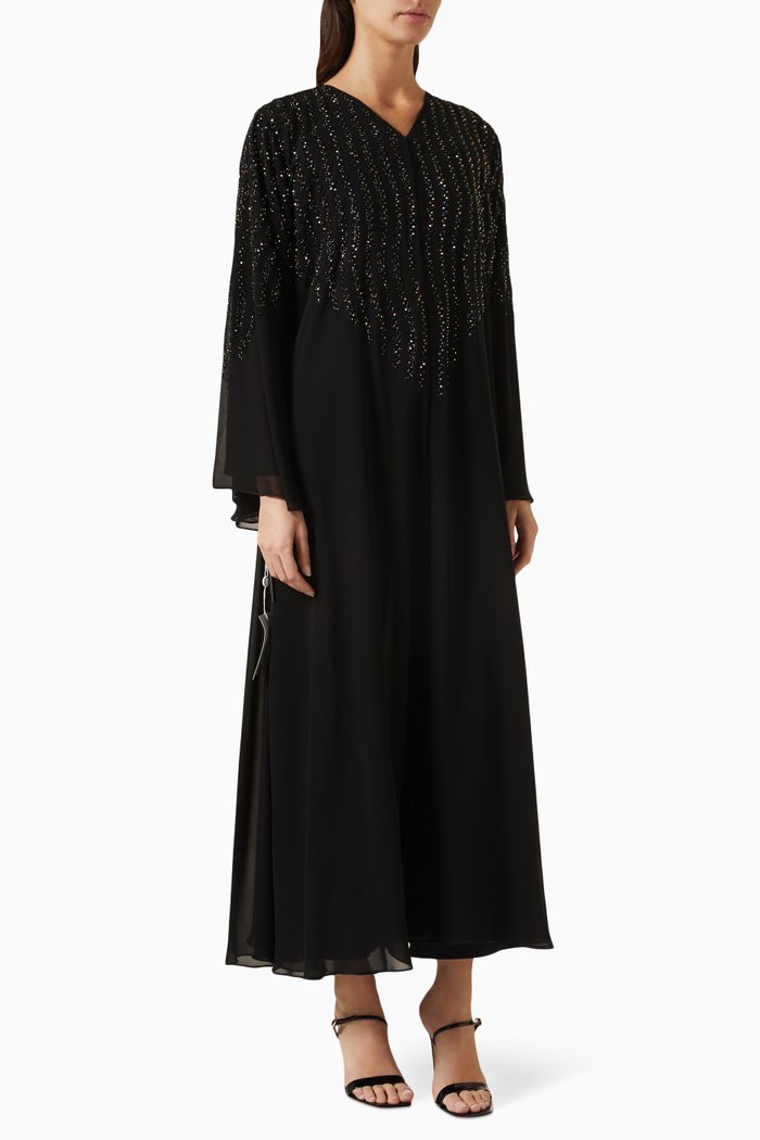 

Stone-embellished Abaya, Black