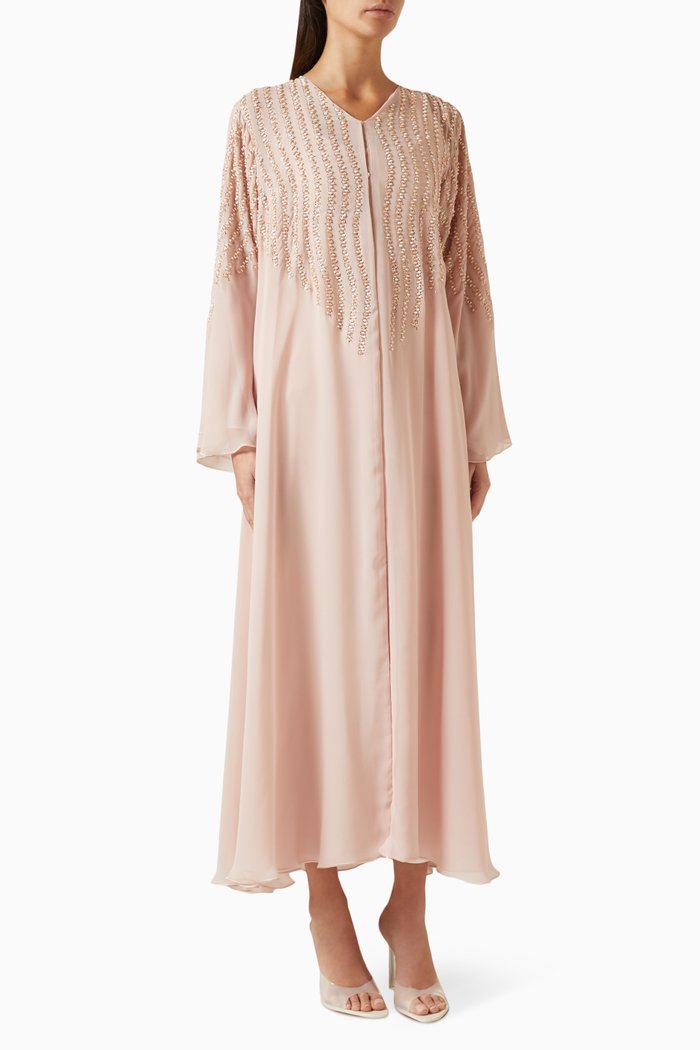 

Stone-embellished Abaya, Neutral