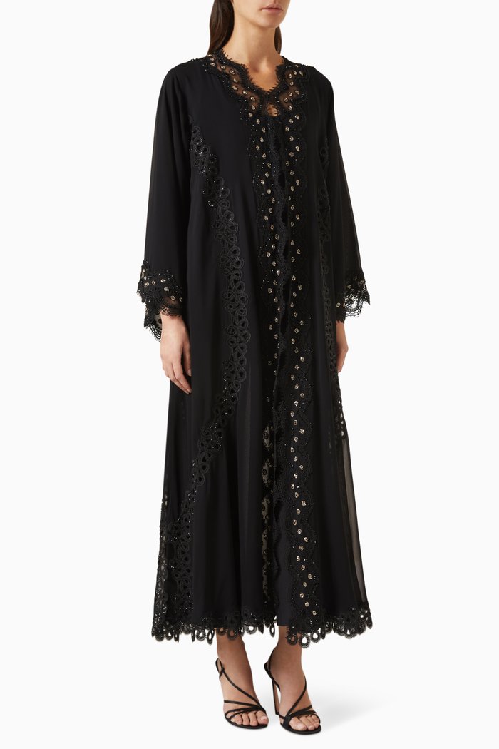 

Stone-embellished Abaya, Black