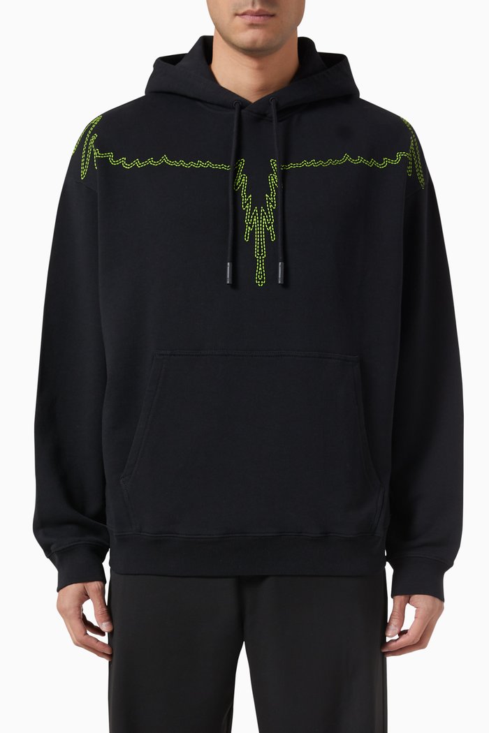 

Stitch Wings Hoodie in Cotton, Black
