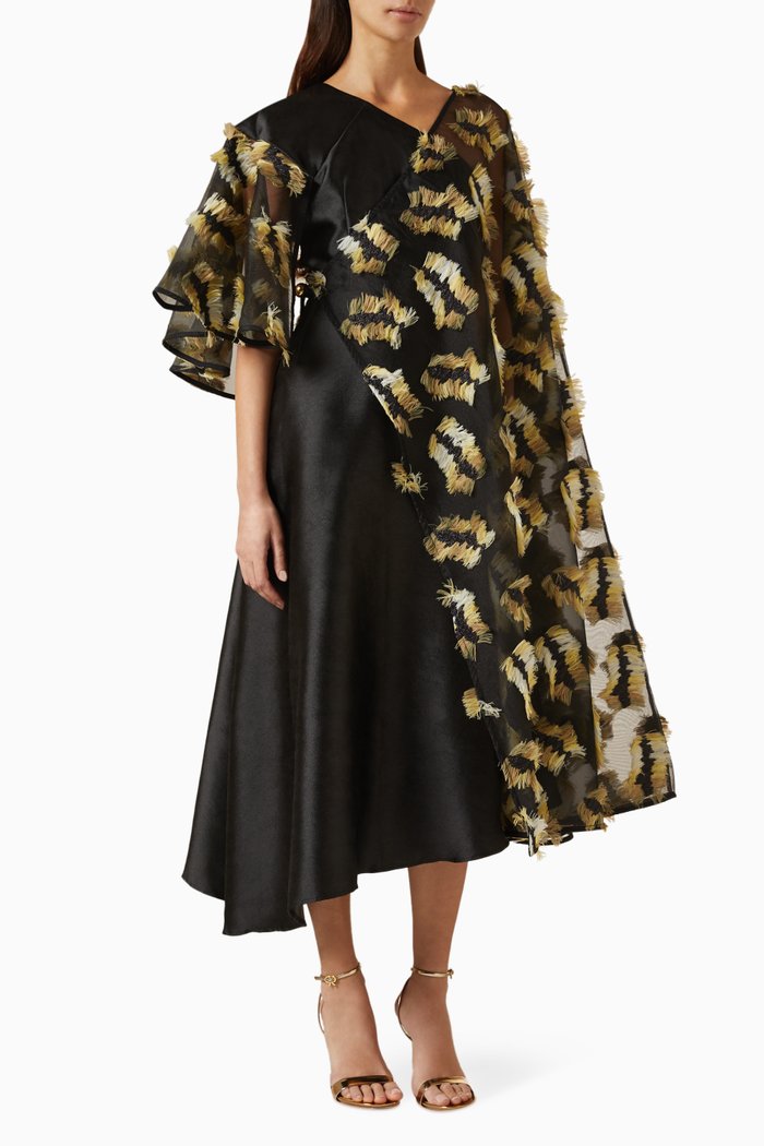

One-shoulder Asymmetrical Dress, Black