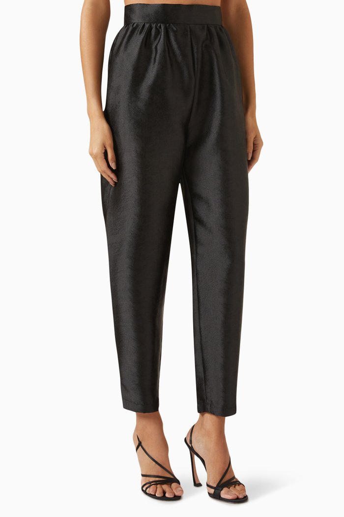 Tapered-leg Pants, Black