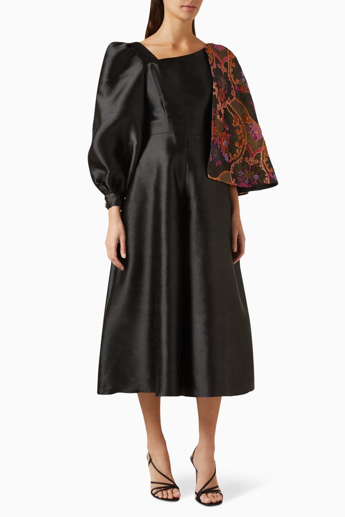 

Asymmetric Jumpsuit in Satin, Black