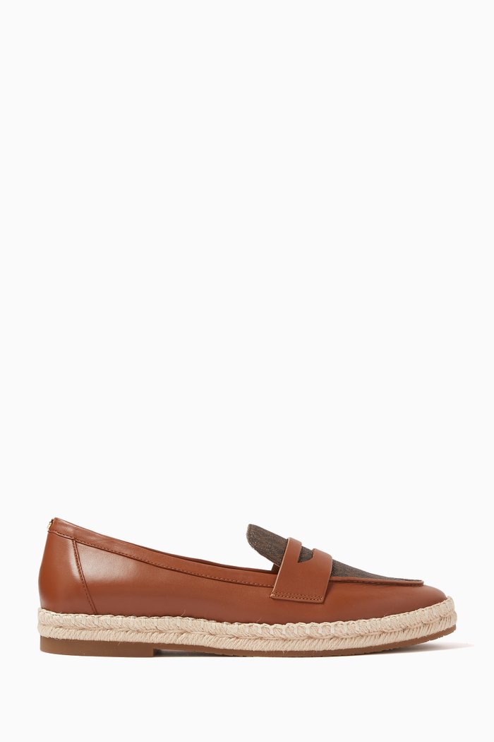 

Lennon Signature Logo Espadrilles in Leather, Brown