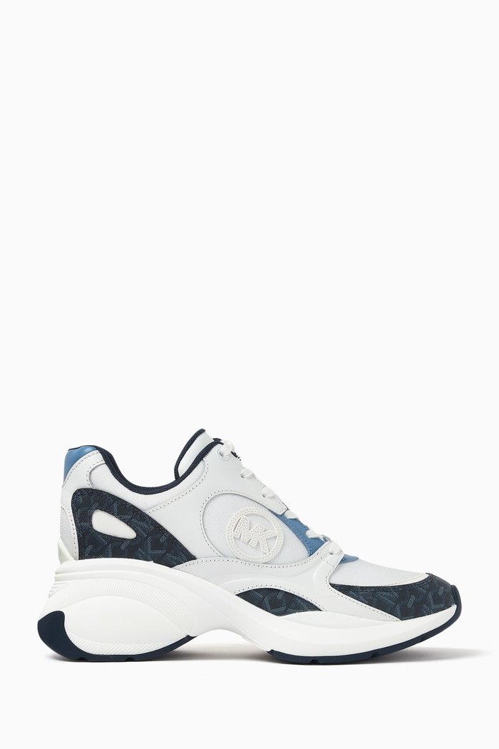 

Zuma Sneakers in Leather & Logo Canvas, Blue