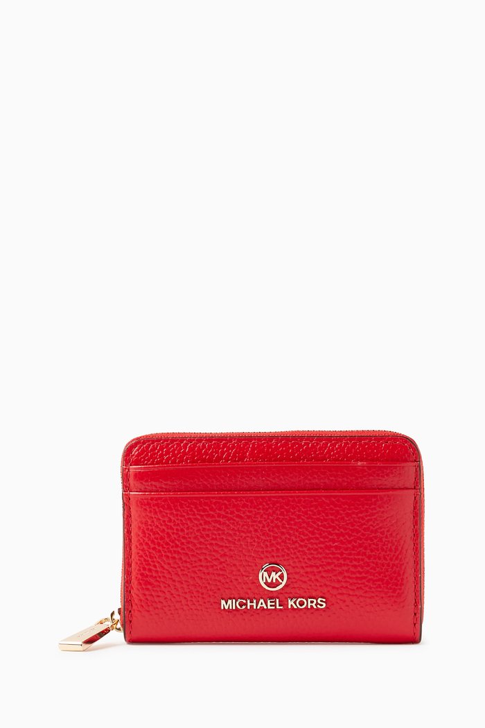Jet Set Charm Zip Wallet in Leather, Red