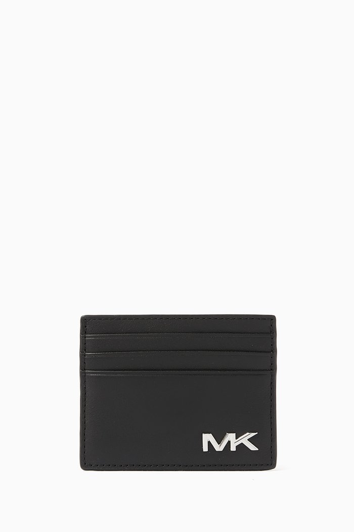 

Varick Tall Card Case in Leather, Black