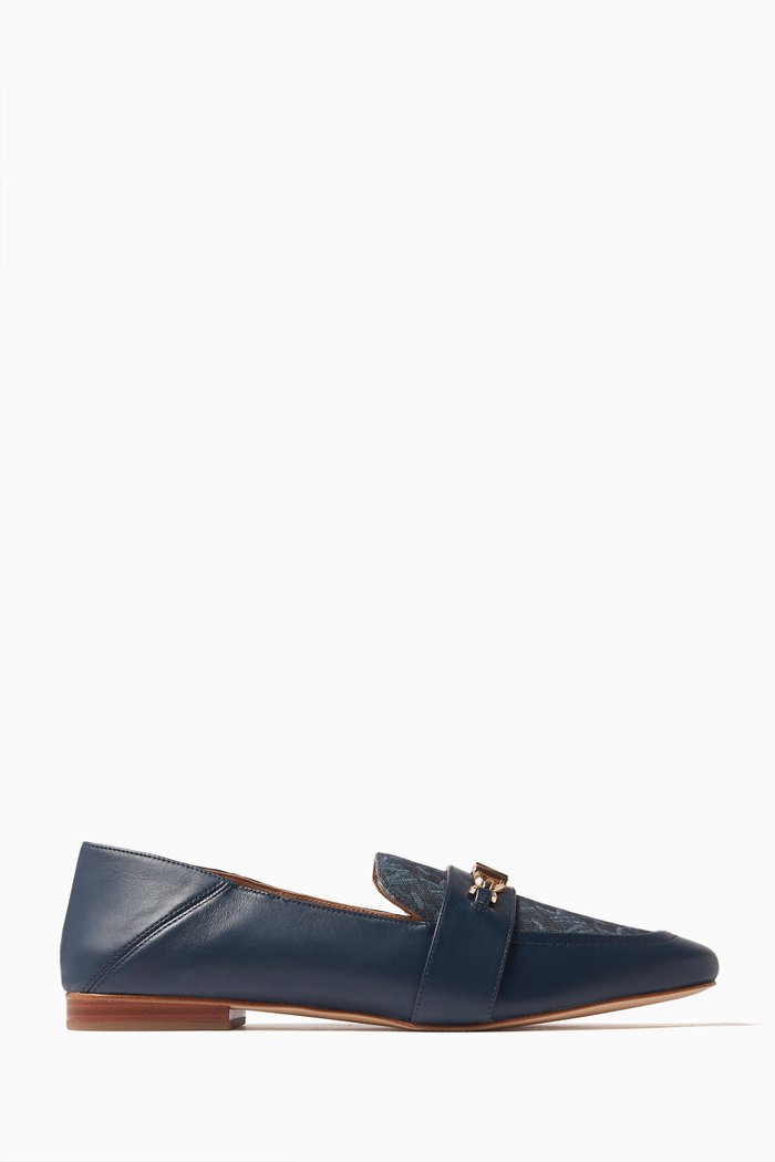 

Tiffanie Loafers in Leather & Logo Canvas, Blue