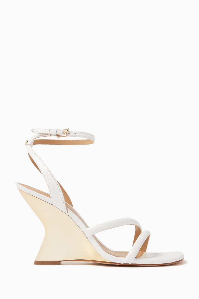 

Nadina 100 Wedge Sandals in Lizard-embossed Leather, White