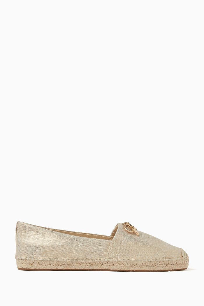 

Nori Espadrilles in Metallic-linen & Jute, Gold