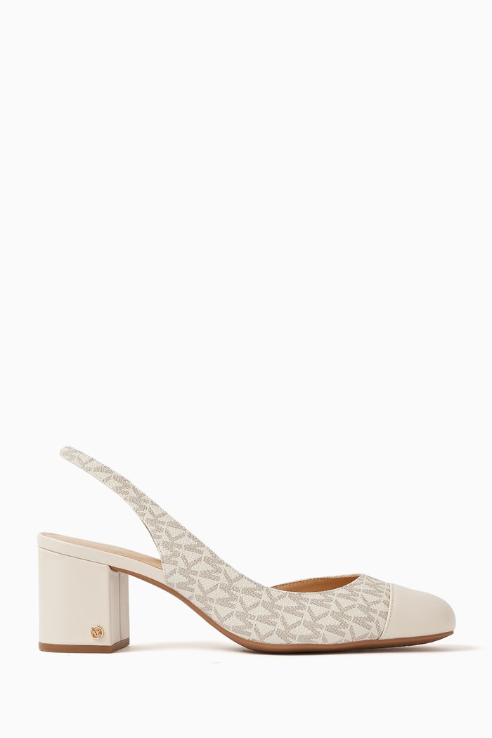 

Perla Flex 70 Slingback Pumps in Logo Canvas, Neutral