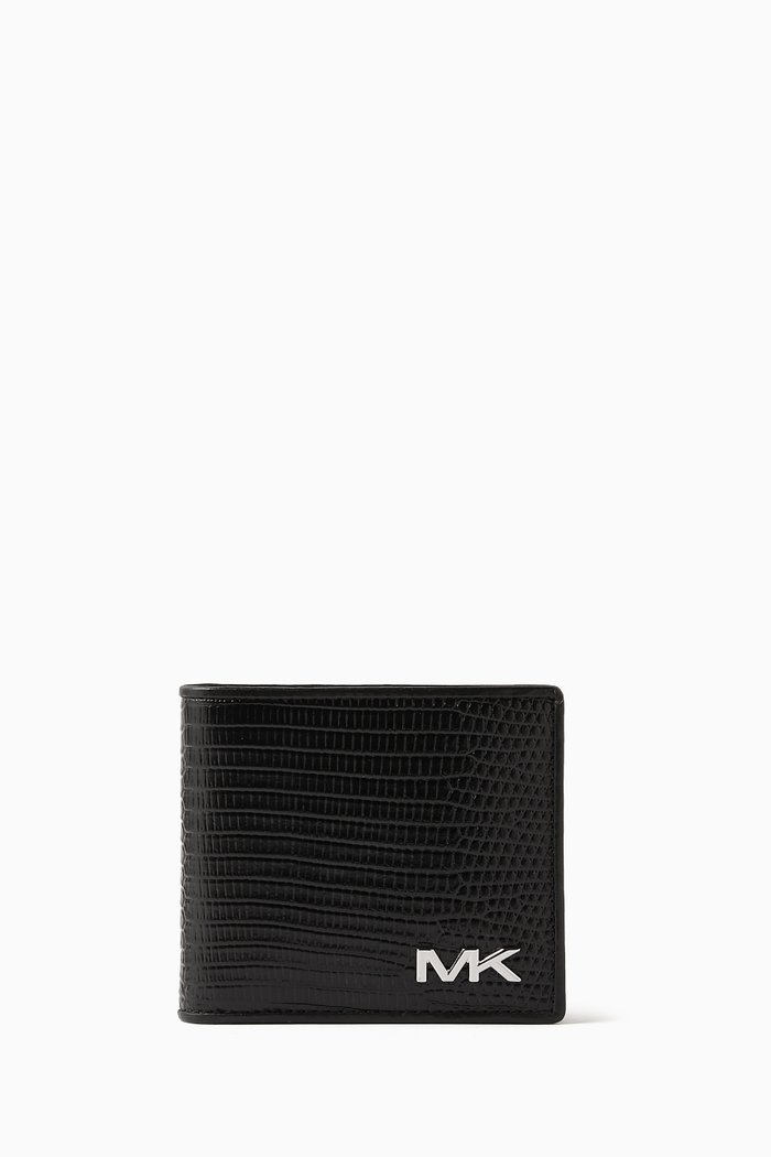 

Varick Billfold Wallet in Croc-embossed Leather, Black