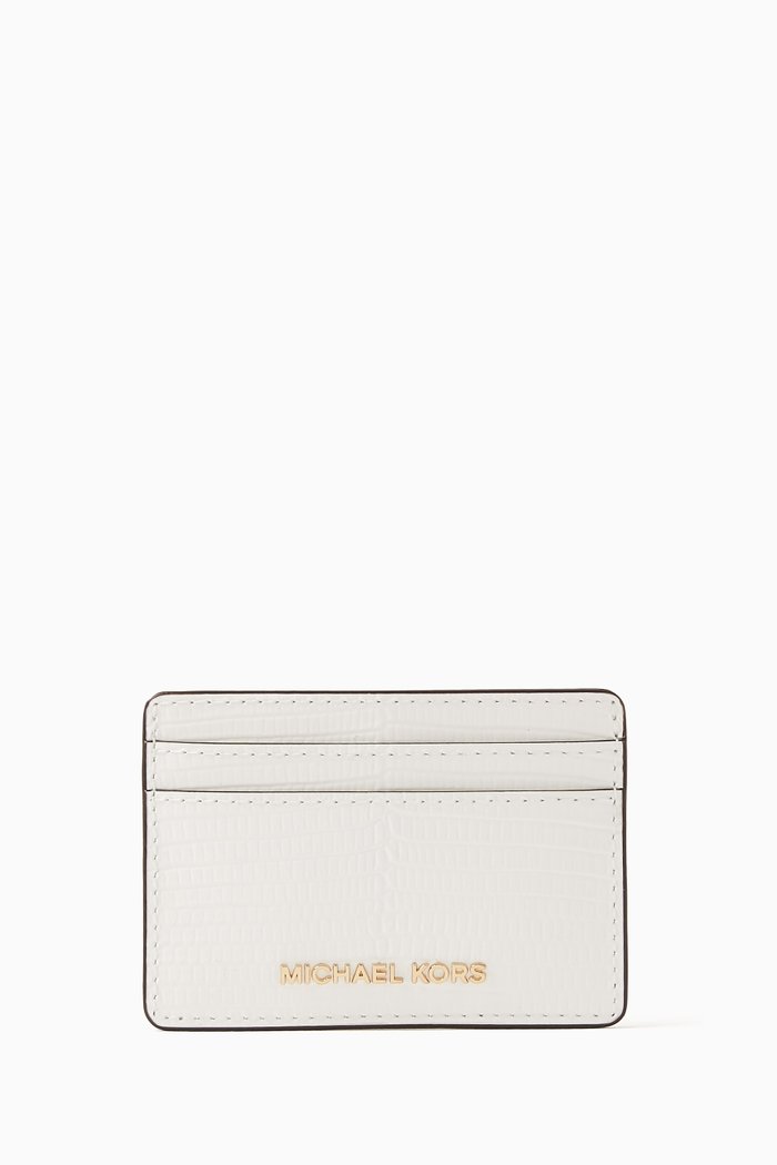 

Jet Set Card Holder in Lizard-embossed Leather, White