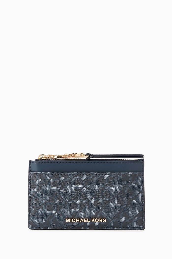 

Small Empire Zip Card Holder in Logo Canvas, Blue