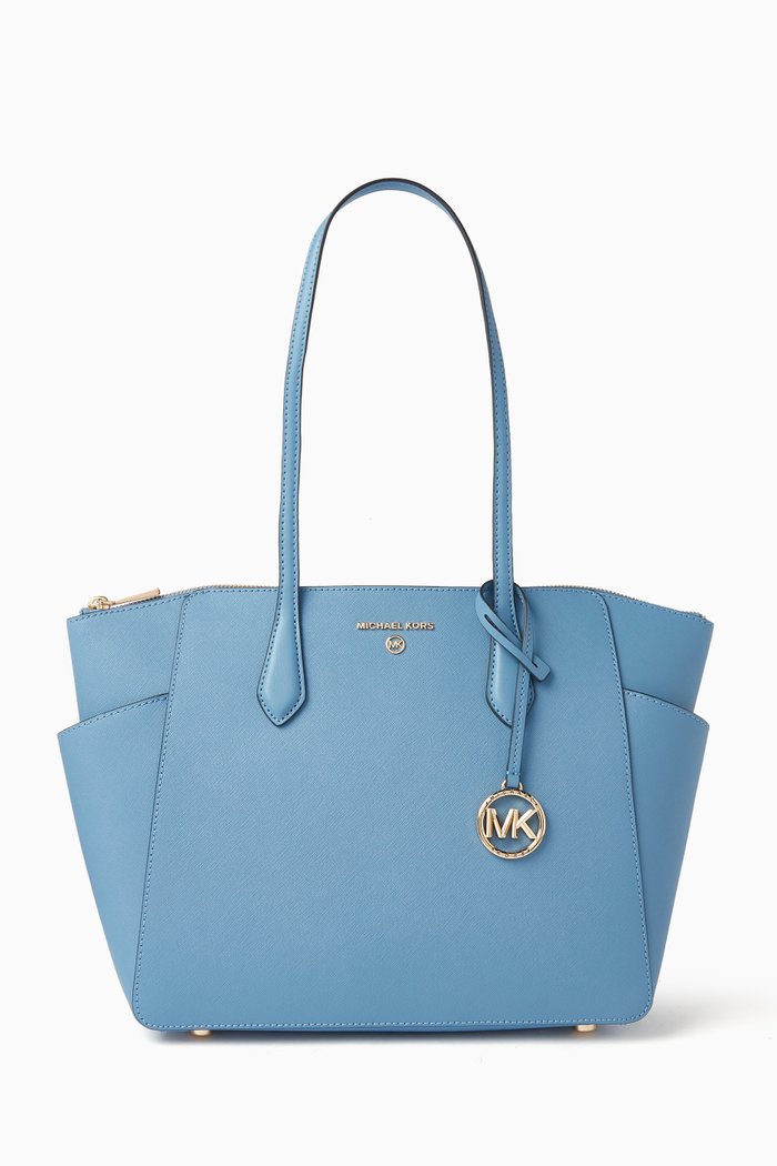 

Medium Marilyn Tote Bag in Saffiano Leather, Blue
