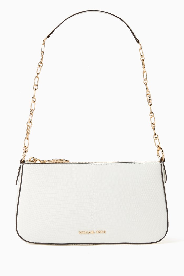 

Medium Empire Pouchette in Croc-embossed Leather, White