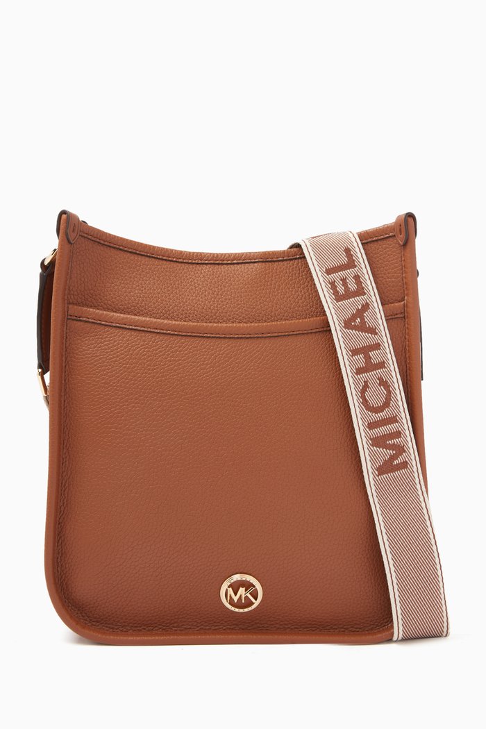 

Large Luisa Messenger Bag in Pebbled Leather, Brown