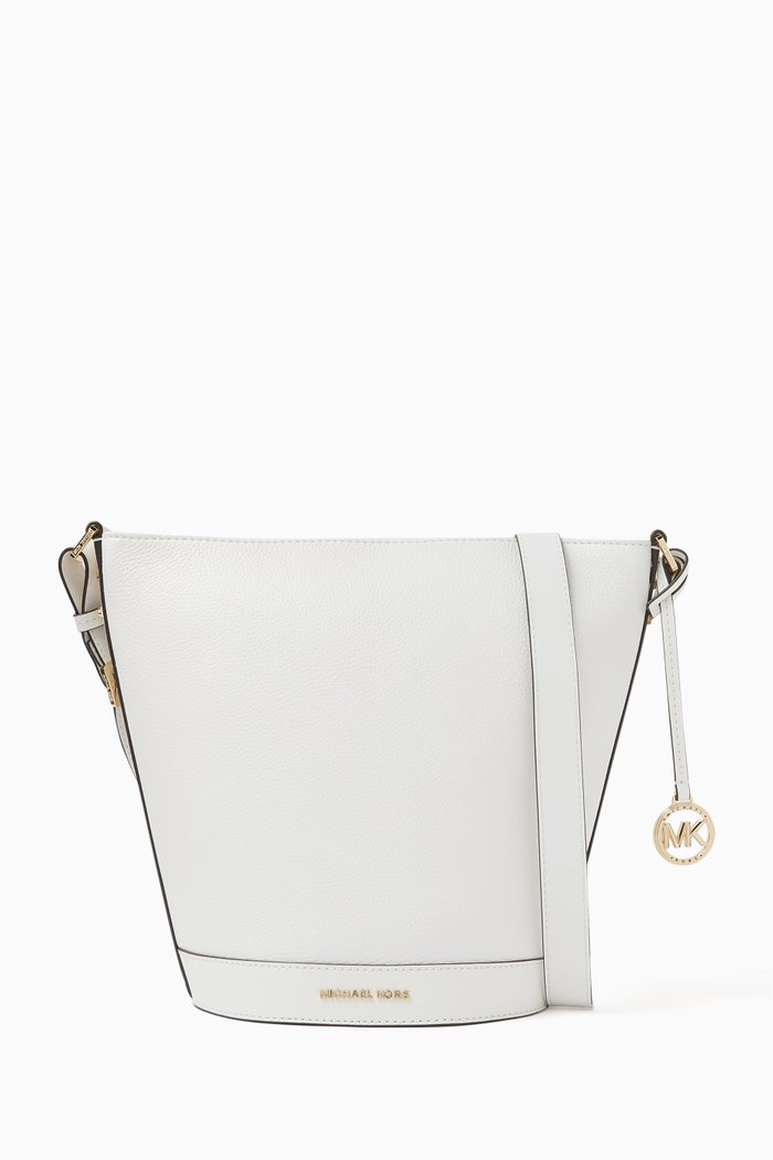 

Medium Townsend Messenger Bag in Pebbled Leather, White