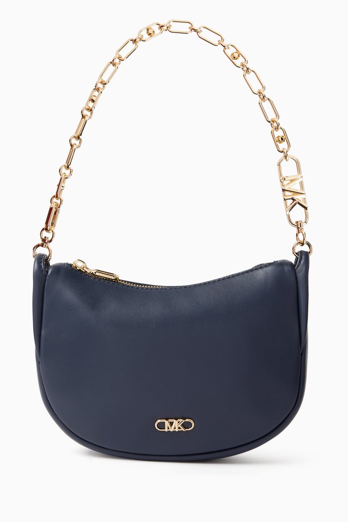 Small Kendall Bracelet Shoulder Bag in Leather, Blue