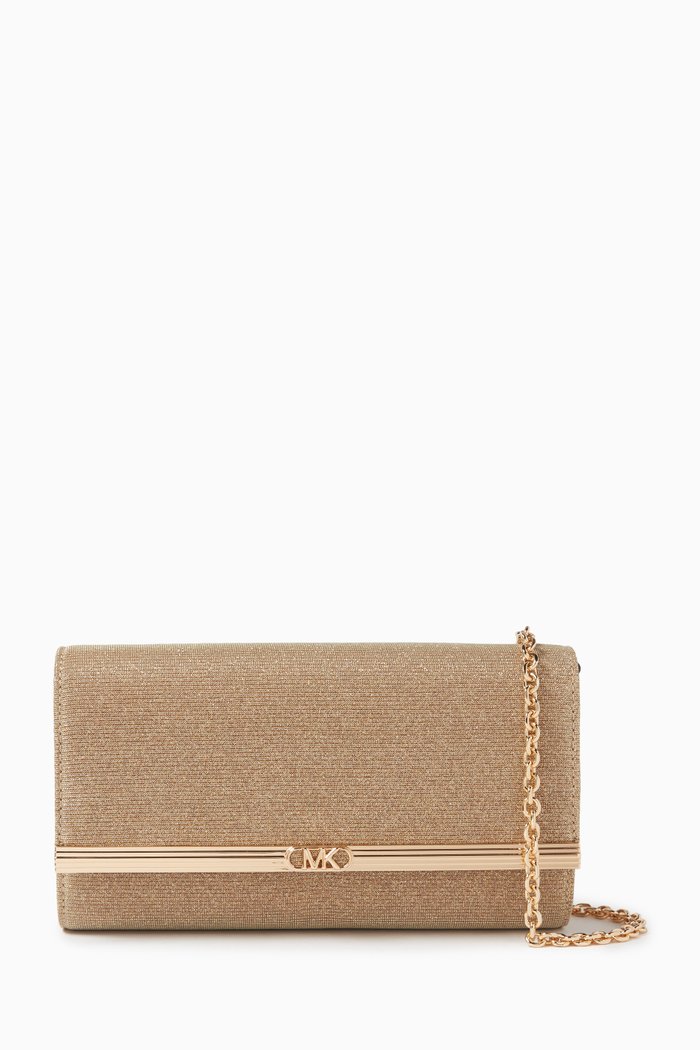 

Large Mona Clutch in Glitter Chain-mesh, Gold