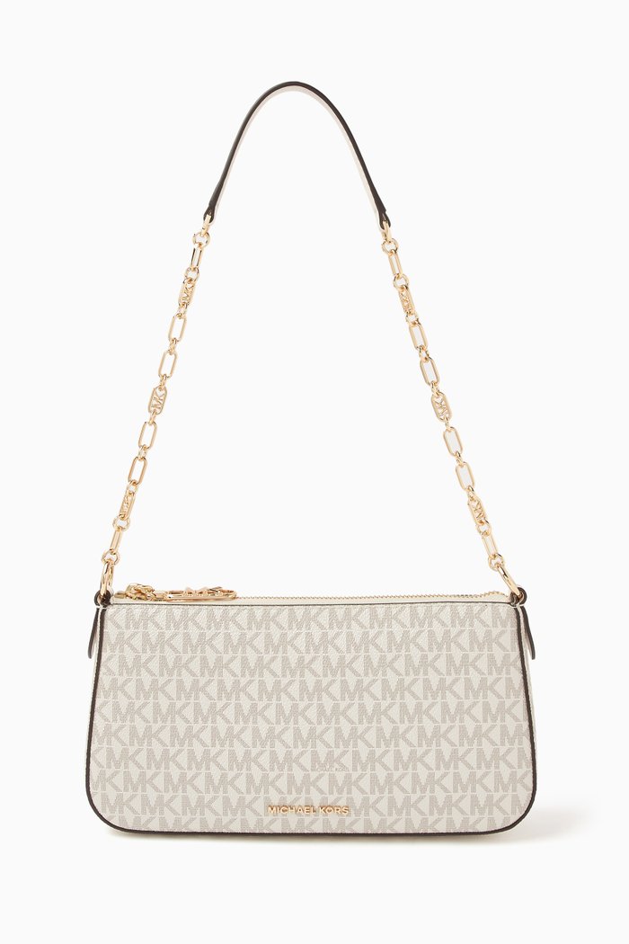 

Medium Empire Chain Pouchette Shoulder Bag in Coated-canvas, Neutral