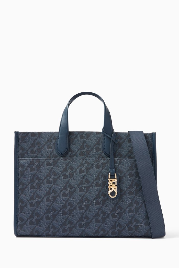 

Large Gigi Grab Tote Bag in Logo Canvas, Blue