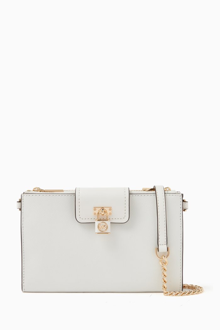 

Small Ruby Crossbody Bag in Saffiano Leather, White