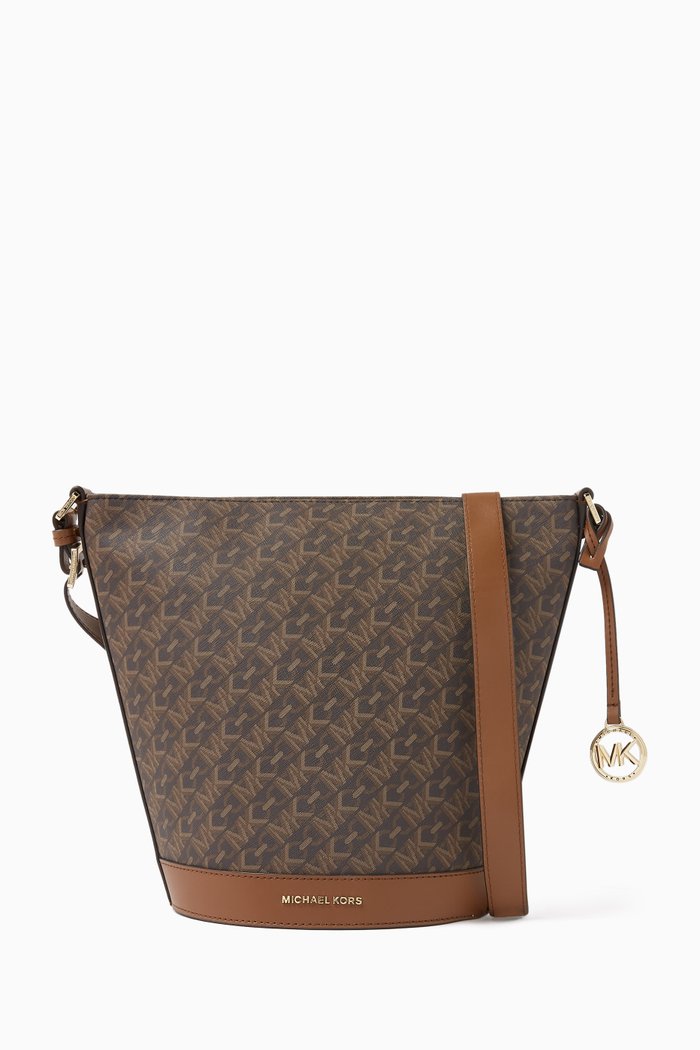 Medium Townsend Messenger Bag in Logo Canvas, Brown
