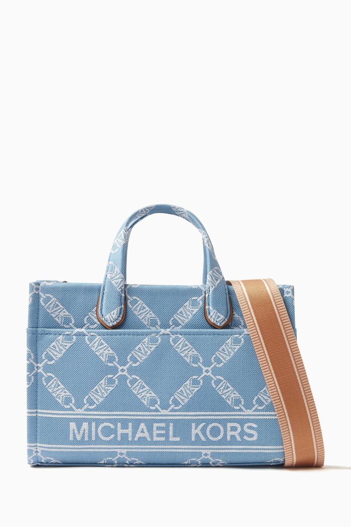 

Small Gigi East/West Tote Bag in Denim, Blue