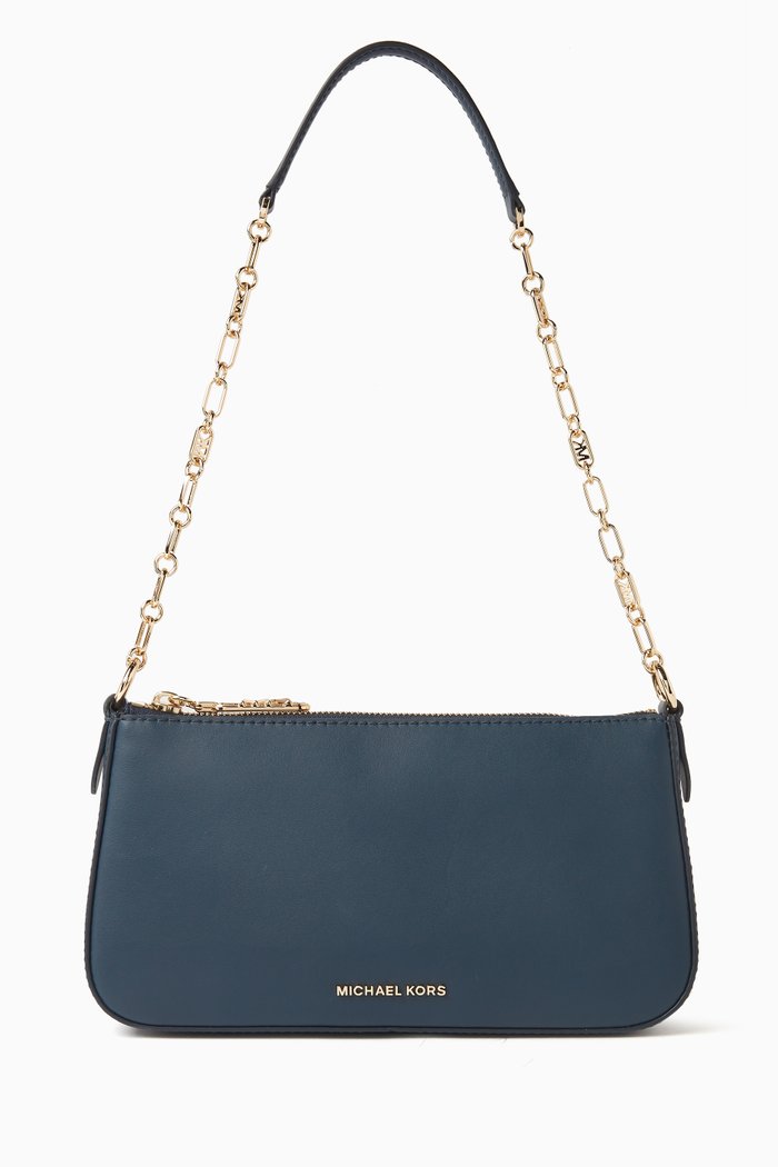 

Medium Empire Chain-link Pochette Bag in Smooth Leather, Blue