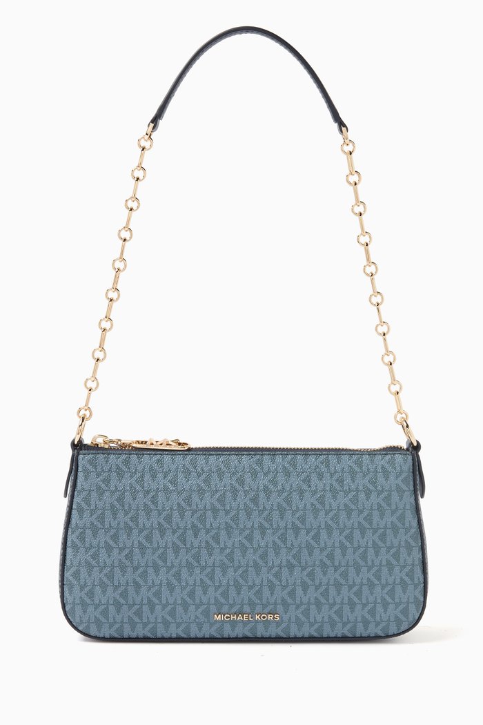 

Medium Empire Chain Pouchette Shoulder Bag in Coated-canvas, Blue